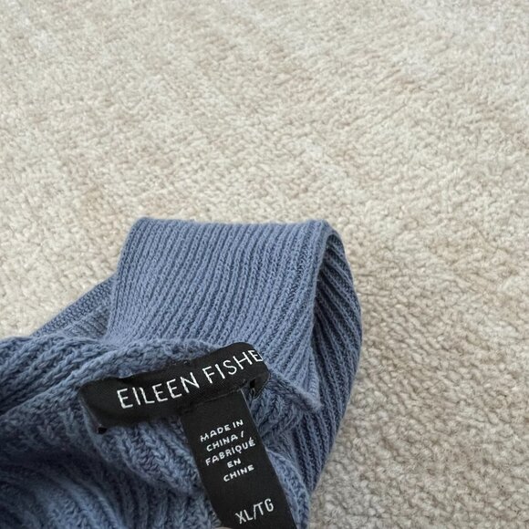 Eileen Fisher Blue Cotton Hemp Open Front Cardigan Sweater XL - Picture 2 of 10
